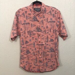 Reyn spooner Reverse Boat Print Short Sleeve Button Down Shirt size M